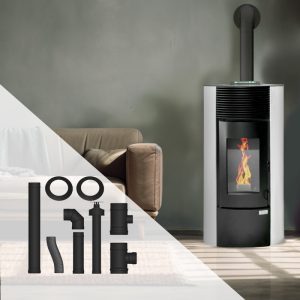 Pack poêle à granulés étanche Segreto Plus + Kit conduits concentrique sortie arrière 12 kw