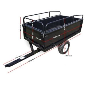 Remorque basculante pour auto portée et quads 200x78x94,5 cm avec grille 300 kg max