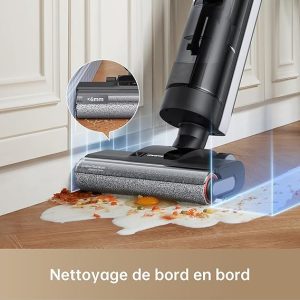 DREAME H12 Dual Aspirateur Nettoyage Intelligent Aspiration Humide Sèche, Aspirateur sans Fil 4 en 1 Multi Surfaces, Auto Nettoyage en Une étape à air Chaud, Nettoyage des Bords, Contrôle Vocal