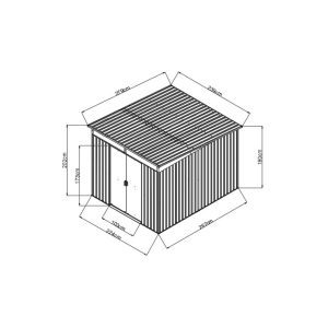 Abri de jardin métal 6,67m² Skylight anthracite + kit d’ancrage X-METAL