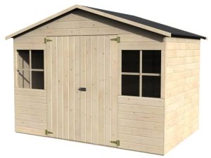 ABRI DE JARDIN BOIS LOPUM - 4,86 m² - Ep : 12 mm - 2,70x1,80 - couleur naturel - Décor et Jardin