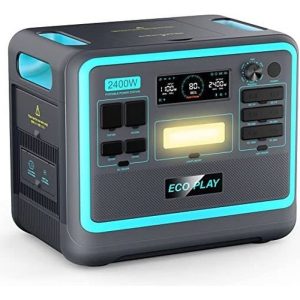 Eco Play Générateur Électrique Portable, Groupe Électrogène Solaire 2400W AC Outputs, avec 2048Wh Lifepo4 Batterie