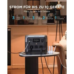Générateur electrique portable RIVER 2 PRO, 768Wh, 3 sortie CA – 800 W au total (surtension 1600 W)