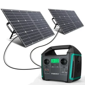 SWAREY Générateur Solaire Portable 1000W(1500W Pic) avec Panneau solaire 200W Haute Puissance Generateur Electrogène 220V