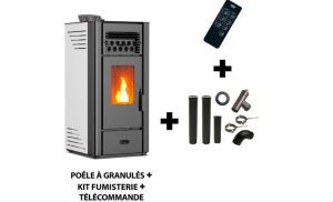 Poêle à granulés air Anita 10 Blanc Sannover + Kit Raccordement Fumisterie