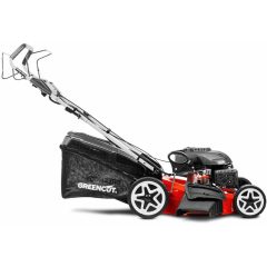 Tondeuse à gazon à essence GREENCUT GLM880XE – 224cc 7.5cv – Démarrage électrique 4 temps automoteur – Double lame acier 530mm 21 – Hauteur de coupe réglable – Panier d’une capacité de 65L