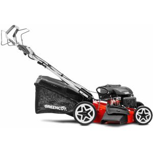 Tondeuse à gazon à essence GREENCUT GLM880XE – 224cc 7.5cv – Démarrage électrique 4 temps automoteur – Double lame acier 530mm 21 – Hauteur de coupe réglable – Panier d’une capacité de 65L