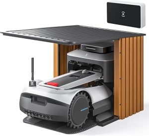 ECOVACS GOAT G1-2000 Tondeuse robotisée avec garage robuste et module de connexion automatique, délimitation sans fil pour les jardins jusqu'à 2000㎡, Évitement d'obstacles AIVI 3D, gestion de 16 zones