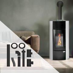 Pack poêle à granulés étanche Segreto Plus + Kit conduits concentrique sortie arrière 12 kw