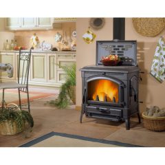 Poêle à bois avec chauffe plat Isotta con cerchi Evo 11,9 kw La Nordica