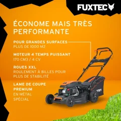 Tondeuse thermique autotractée démarrage électrique 51cm 170cm3 – FUXTEC FX-RM5170eS – 60 L Easy Clean