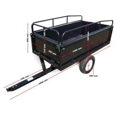 Remorque basculante pour auto portée et quads 200x78x94,5 cm avec grille 300 kg max