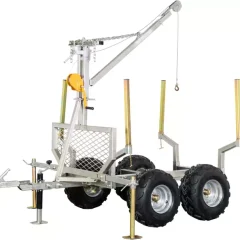 Remorque forestière double essieux 4 roues 1400kg 1800-2650x1300x1000mm avec grue de levage Torros