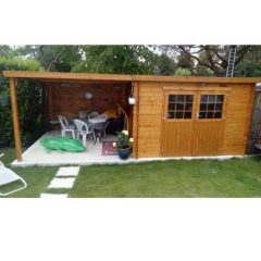 Abri de jardin bois auvent toit plat 18m² Eden Décor et Jardin