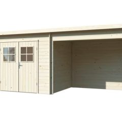 Abri bois 5 M² + extension 5 M² – Dim extérieures totales L.5,08 x P.2,24 x H 2,09 m