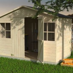 ABRI DE JARDIN BOIS LOPUM – 4,86 m² – Ep : 12 mm – 2,70×1,80 – couleur naturel – Décor et Jardin