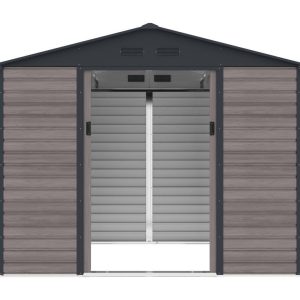 Abri de jardin métal en acier galvanisé effet bois gris 5,40 m² – ADELMO