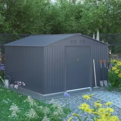 Abri 10,85m² métal FIRST anthracite + Kit d’ancrage X-METAL