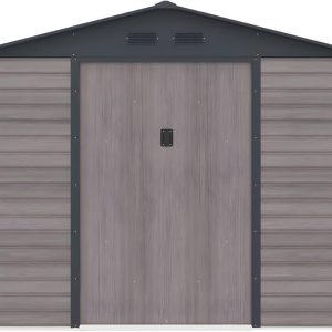 Abri de jardin métal en acier galvanisé effet bois gris 5,40 m² – ADELMO