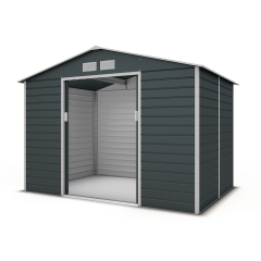 Abri de jardin métal anthracite 4,83 m² + kit d’ancrage