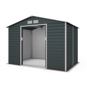 Abri de jardin métal anthracite 4,83 m² + kit d’ancrage