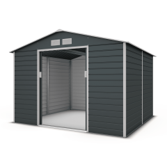 Abri de jardin métal anthracite 6,5 m² + kit d’ancrage