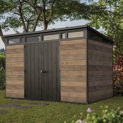 Abri de jardin WALNUT Signature 117 en résine coloris noyer – 7,4 m² – KETER