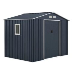 Abri de jardin en métal 5,29 m² – 277 x 191 x 202 cm – VENUS Kit d’ancrage inclus, 2 portes coulissantes, 1 fenêtre latérale Gris