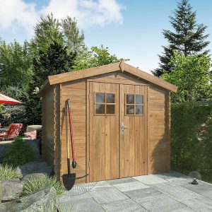 Abri de jardin Klikstrom Mokau bois traité autoclave marron ép.19 mm surface totale 5,3m²