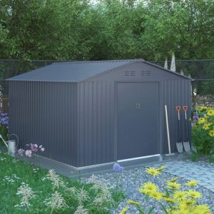 Abri de jardin métal 13m² FIRST anthracite + kit d’ancrage X-METAL