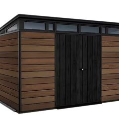 Abri de jardin WALNUT Signature 117 en résine coloris noyer – 7,4 m² – KETER