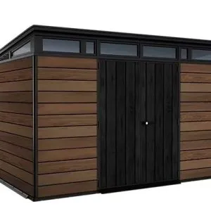 Abri de jardin WALNUT Signature 117 en résine coloris noyer – 7,4 m² – KETER